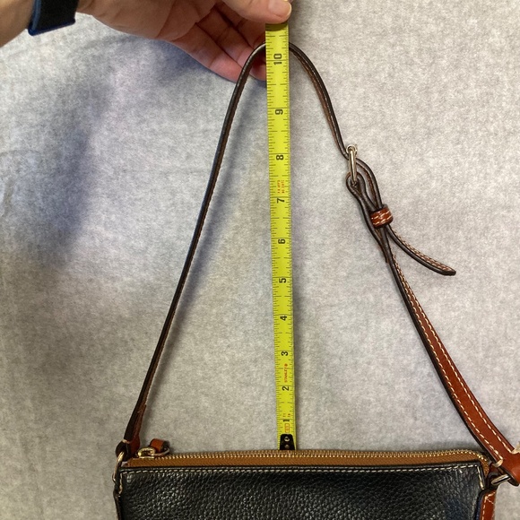 Dooney Bourke Black Pebbled Leather Brown Trim Purse With Dust Bag - Picture 8 of 15